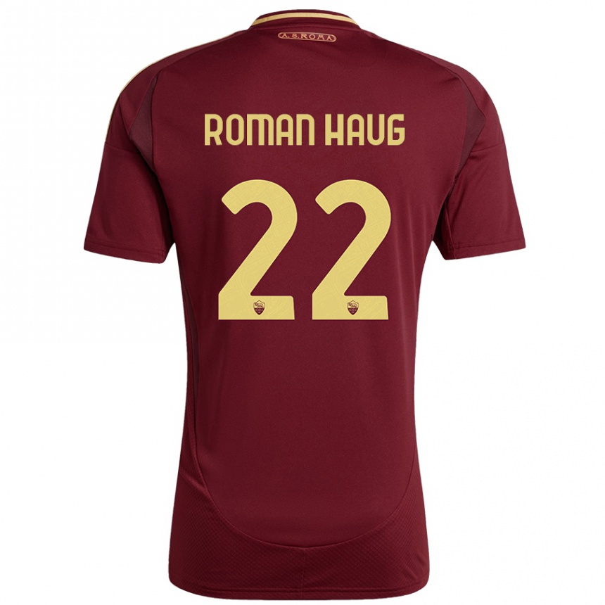 Enfant Football Maillot Sophie Roman Haug #22 Rouge Brun Or Tenues Domicile 2024/25