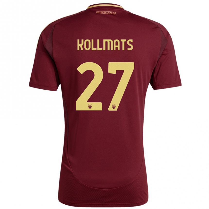 Enfant Football Maillot Beata Kollmats #27 Rouge Brun Or Tenues Domicile 2024/25