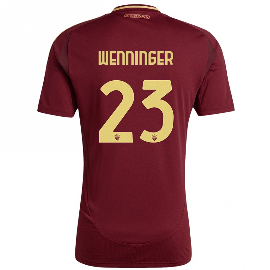 Enfant Football Maillot Carina Wenninger #23 Rouge Brun Or Tenues Domicile 2024/25