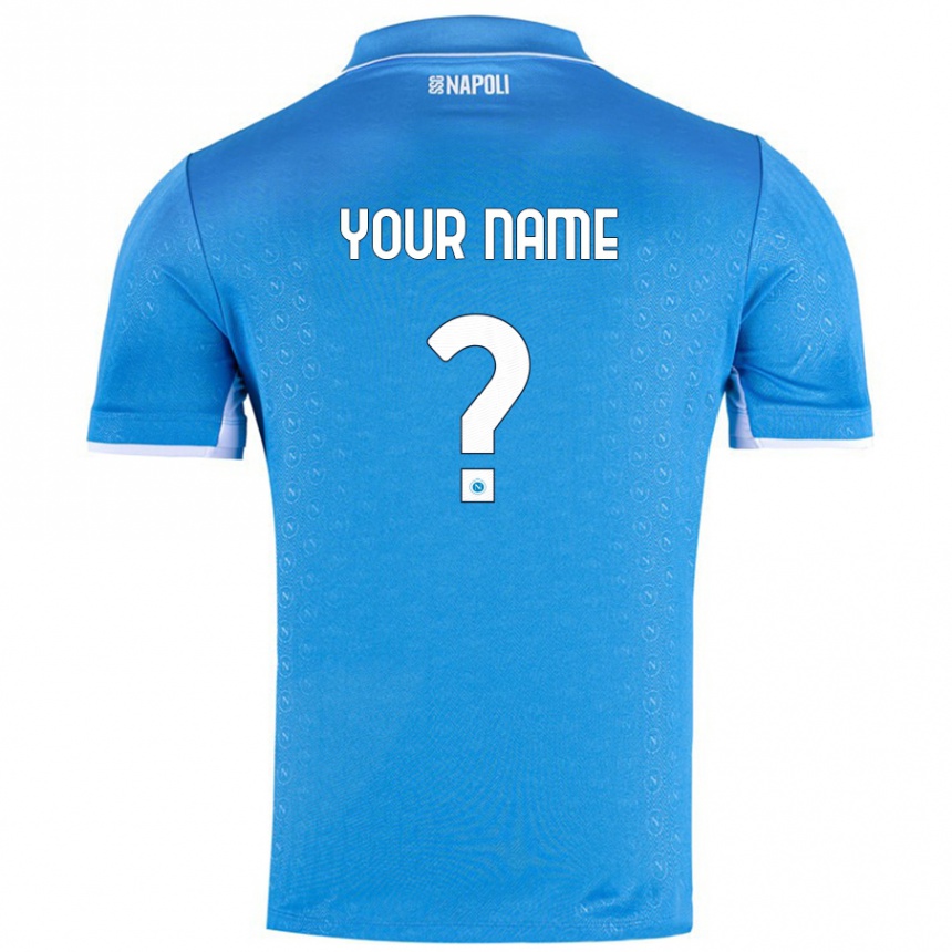 Enfant Football Maillot Votre Nom #0 Bleu Ciel Tenues Domicile 2024/25