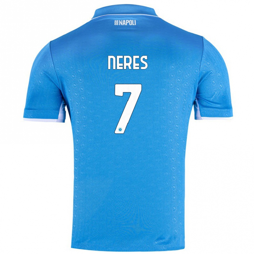 Enfant Football Maillot David Neres #7 Bleu Ciel Tenues Domicile 2024/25