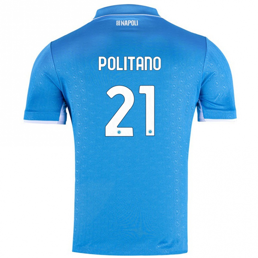 Enfant Football Maillot Matteo Politano #21 Bleu Ciel Tenues Domicile 2024/25