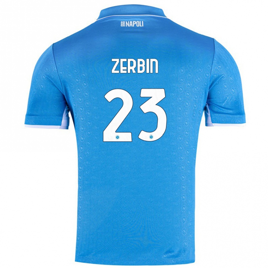 Enfant Football Maillot Alessio Zerbin #23 Bleu Ciel Tenues Domicile 2024/25