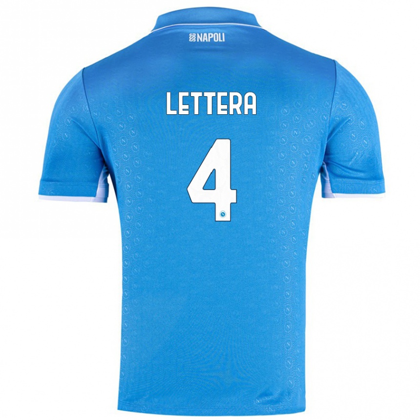 Enfant Football Maillot Alessio Lettera #4 Bleu Ciel Tenues Domicile 2024/25