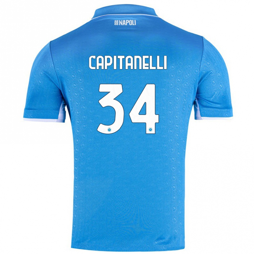 Enfant Football Maillot Ilaria Capitanelli #34 Bleu Ciel Tenues Domicile 2024/25