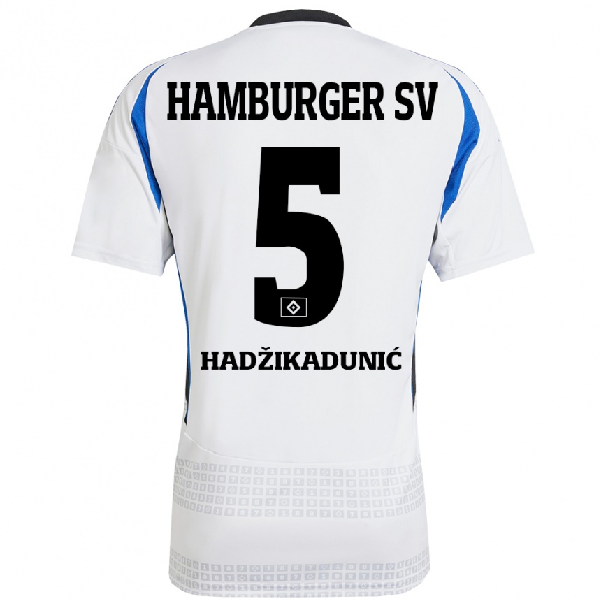 Enfant Football Maillot Dennis Hadzikadunic #5 Blanc Bleu Tenues Domicile 2024/25