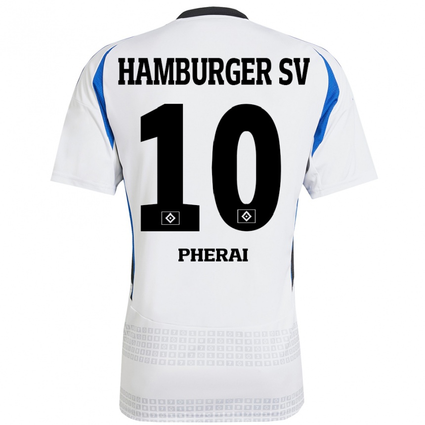 Enfant Football Maillot Immanuel Pherai #10 Blanc Bleu Tenues Domicile 2024/25