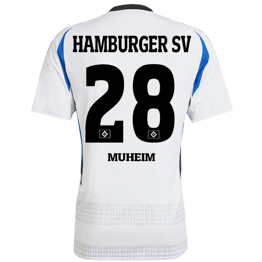 Enfant Football Maillot Miro Muheim #28 Blanc Bleu Tenues Domicile 2024/25