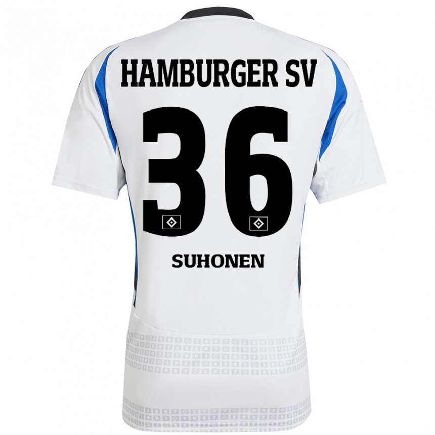 Enfant Football Maillot Anssi Suhonen #36 Blanc Bleu Tenues Domicile 2024/25