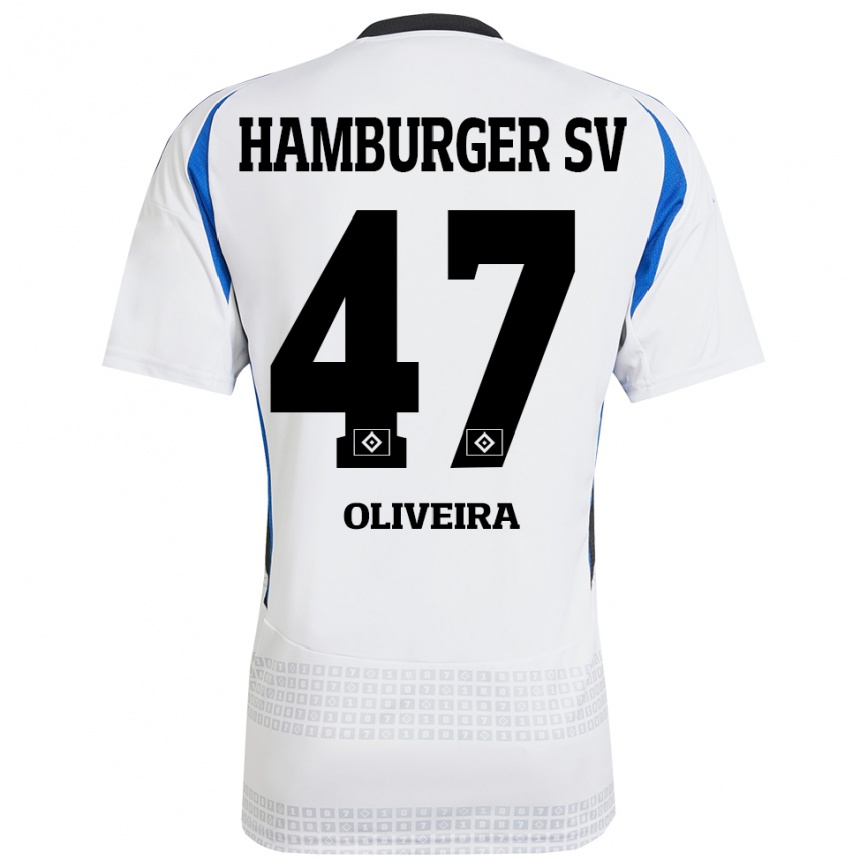 Enfant Football Maillot Nicolas Oliveira #47 Blanc Bleu Tenues Domicile 2024/25