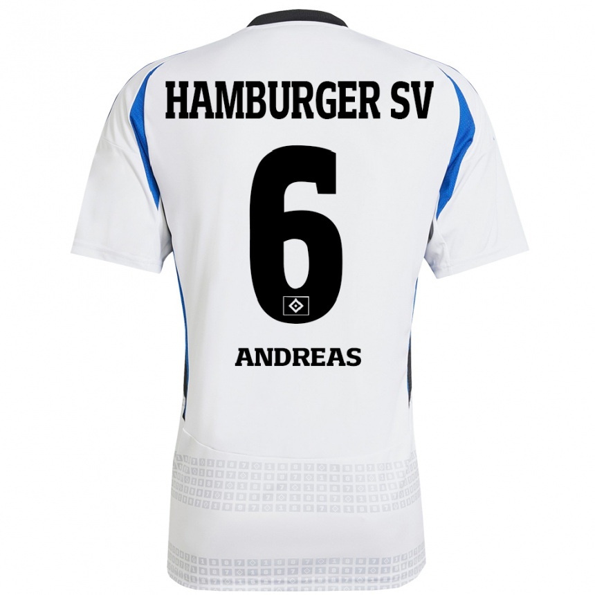 Enfant Football Maillot Noah Andreas #6 Blanc Bleu Tenues Domicile 2024/25