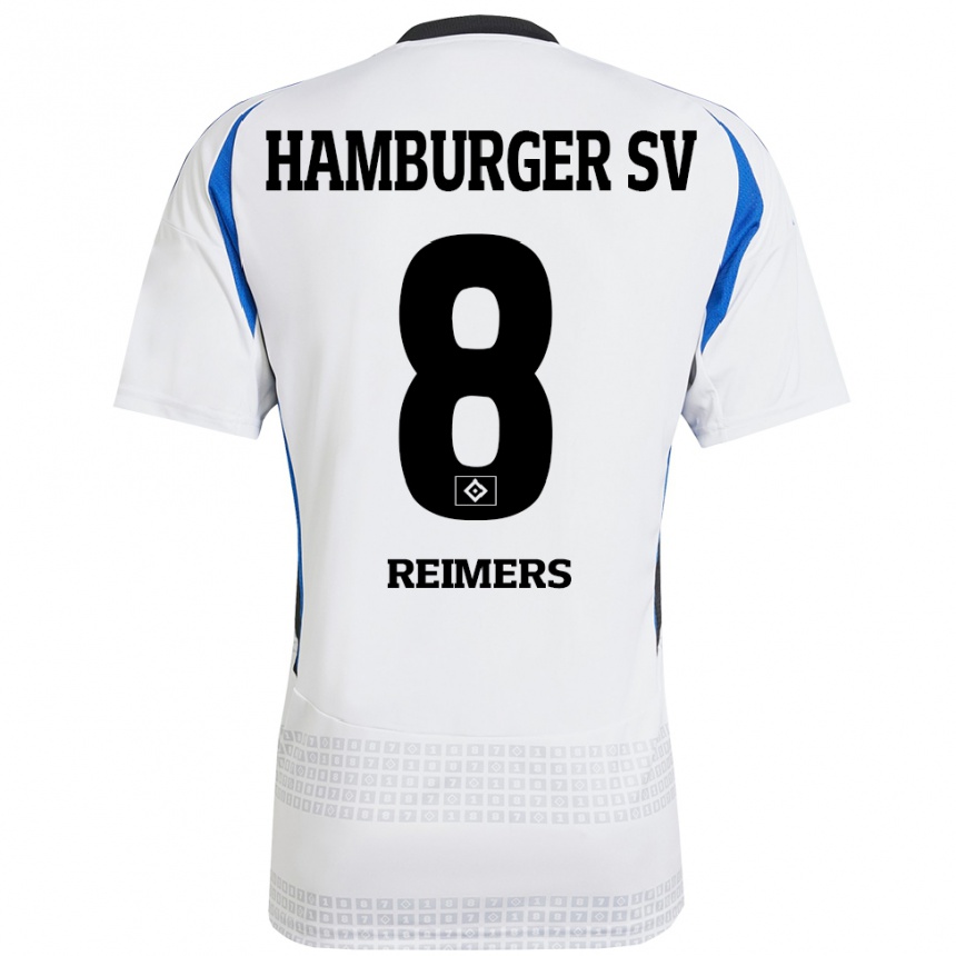 Enfant Football Maillot Moritz Reimers #8 Blanc Bleu Tenues Domicile 2024/25