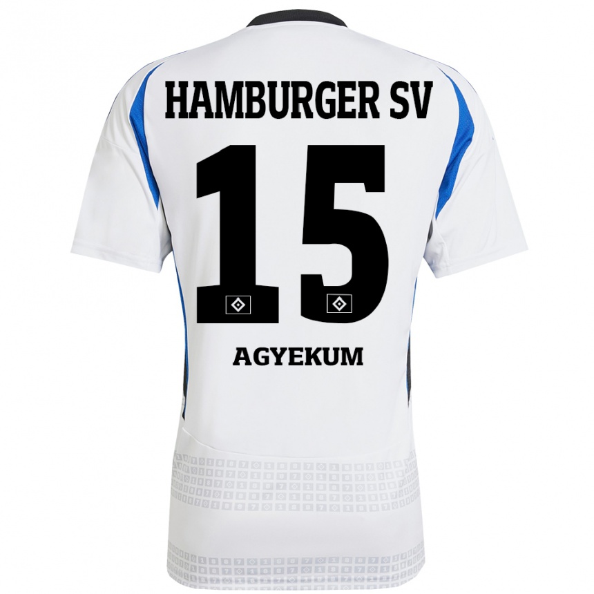 Enfant Football Maillot Joel Agyekum #15 Blanc Bleu Tenues Domicile 2024/25