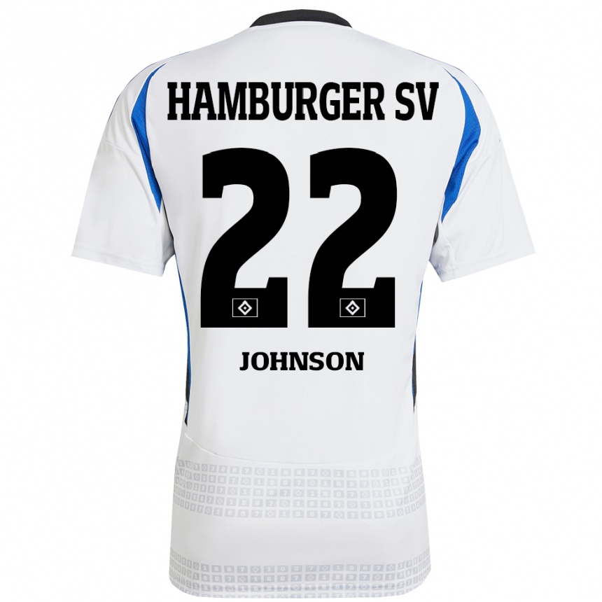 Enfant Football Maillot Emmanuel Johnson #22 Blanc Bleu Tenues Domicile 2024/25