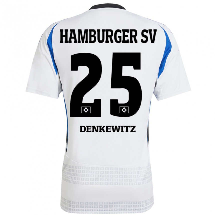 Enfant Football Maillot Nick Denkewitz #25 Blanc Bleu Tenues Domicile 2024/25