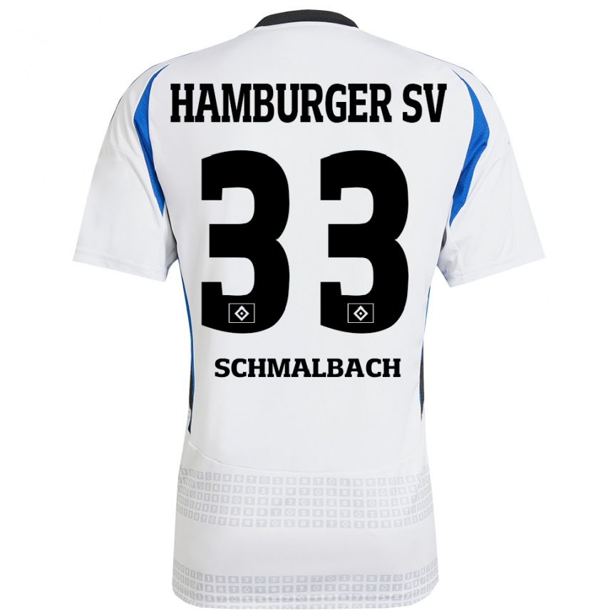 Enfant Football Maillot Sebastian Schmalbach #33 Blanc Bleu Tenues Domicile 2024/25