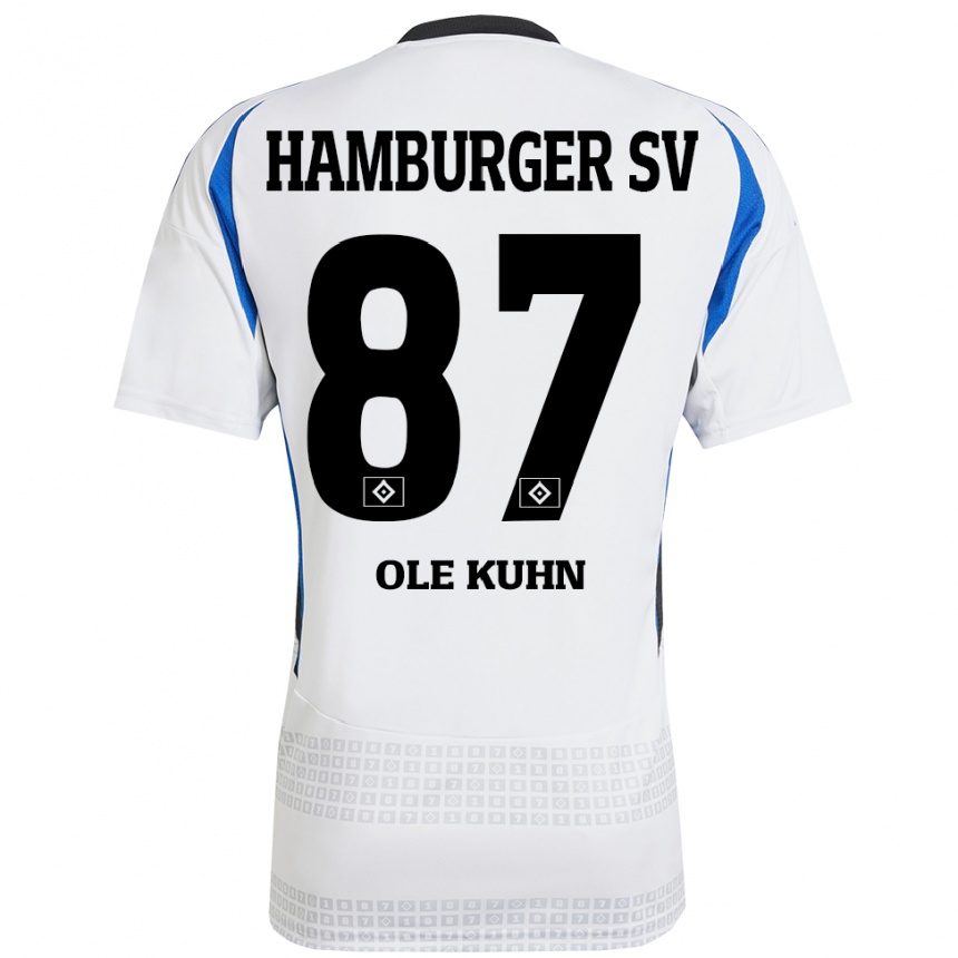 Enfant Football Maillot Niklas Ole Kühn #87 Blanc Bleu Tenues Domicile 2024/25