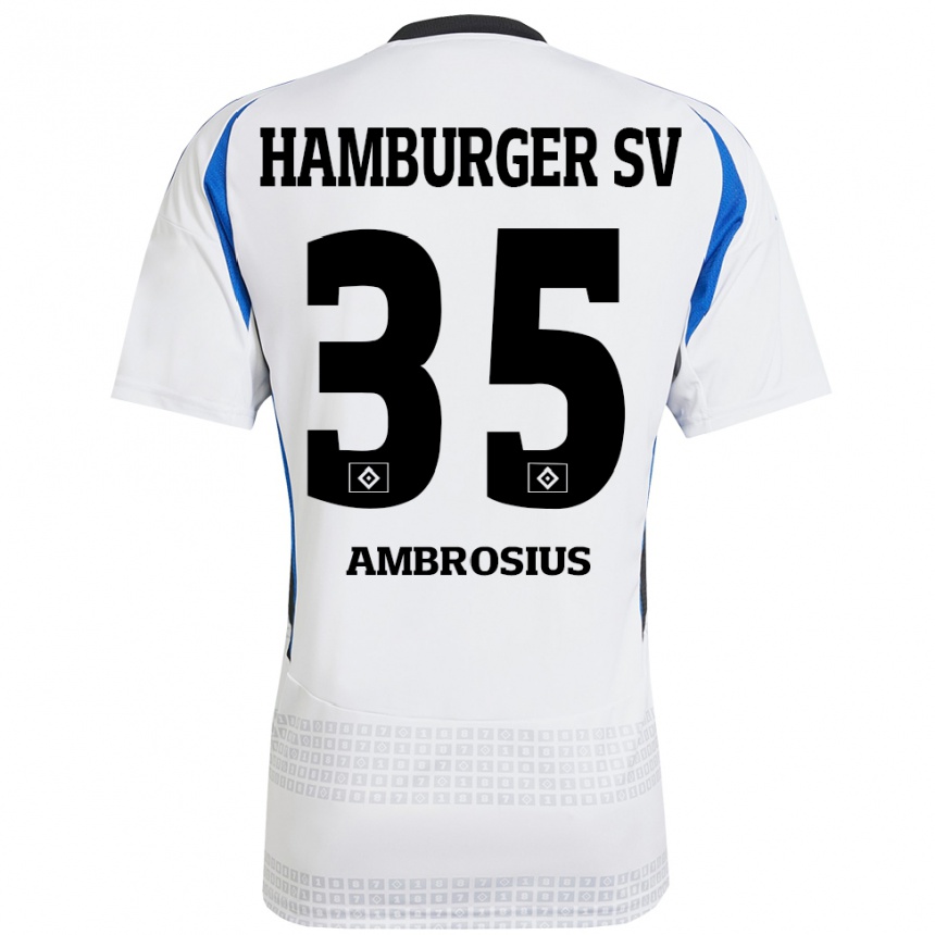 Enfant Football Maillot Stephan Ambrosius #35 Blanc Bleu Tenues Domicile 2024/25