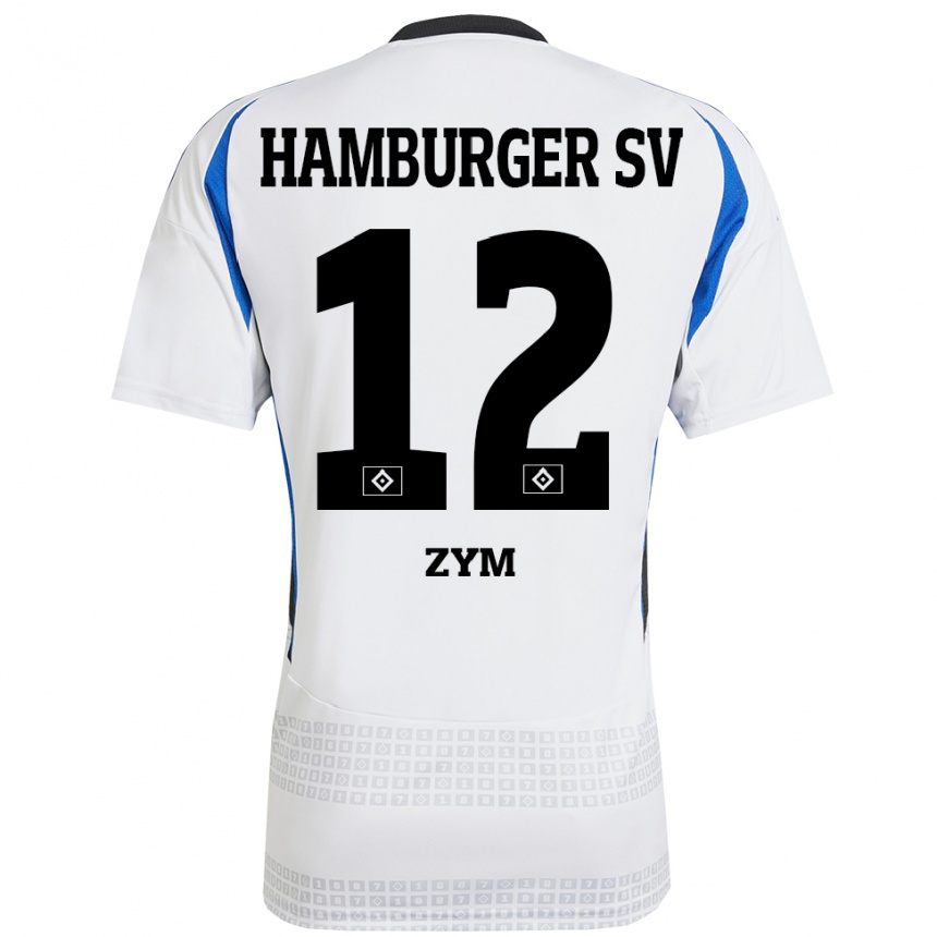 Enfant Football Maillot Marcel Zym #12 Blanc Bleu Tenues Domicile 2024/25