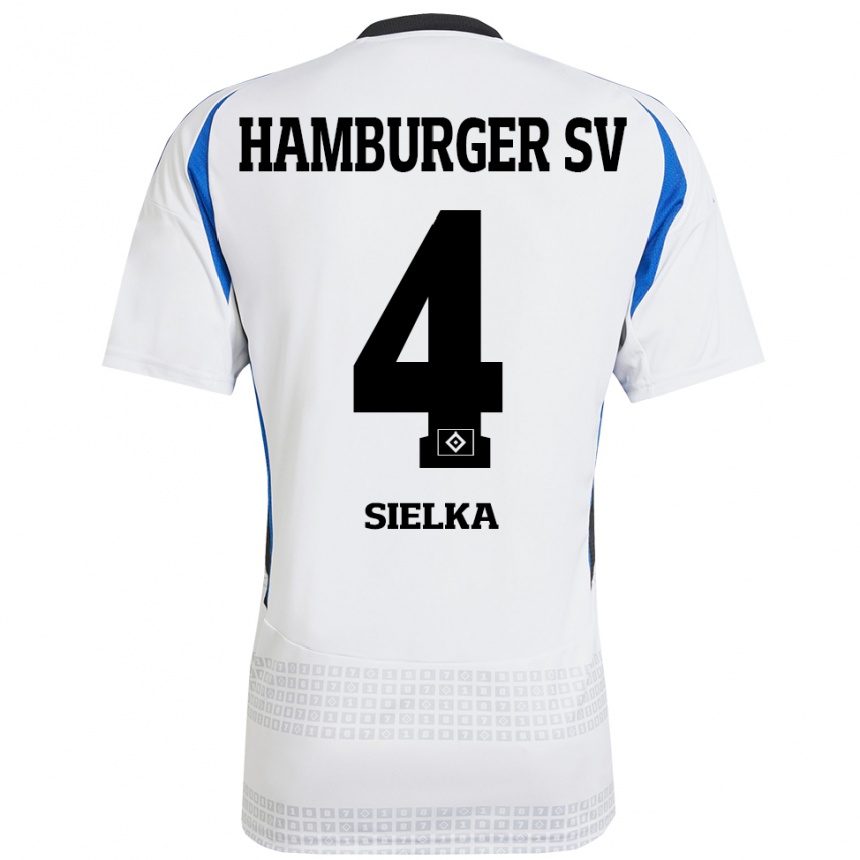 Enfant Football Maillot Michelle Sielka #4 Blanc Bleu Tenues Domicile 2024/25