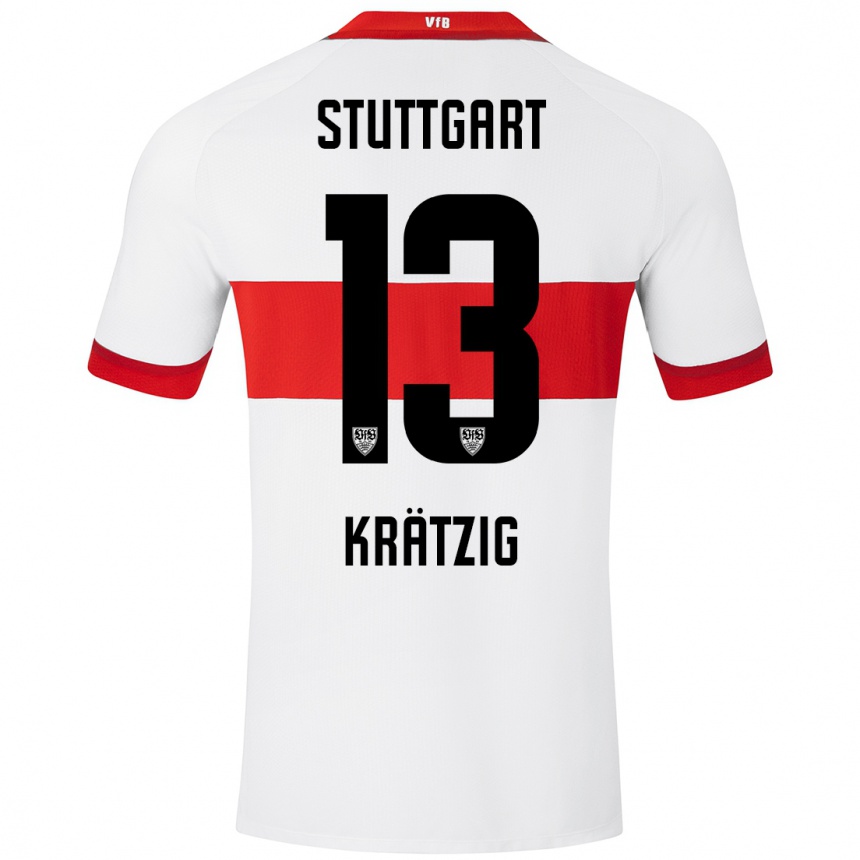 Enfant Football Maillot Frans Krätzig #13 Blanc Rouge Tenues Domicile 2024/25