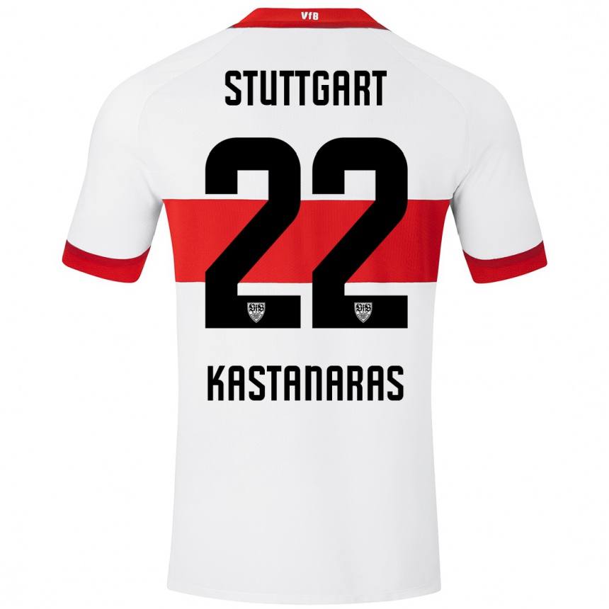 Enfant Football Maillot Thomas Kastanaras #22 Blanc Rouge Tenues Domicile 2024/25