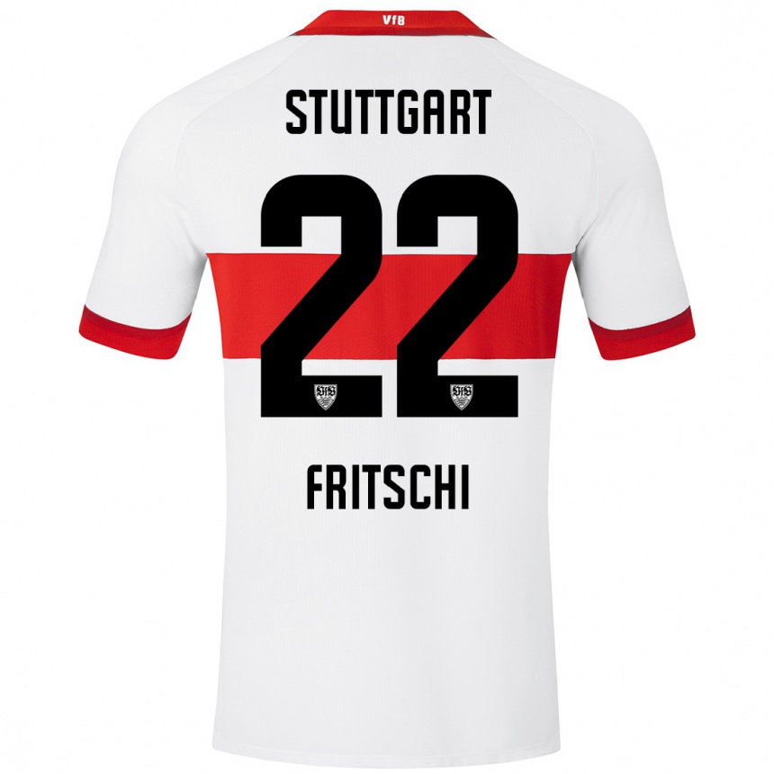 Enfant Football Maillot Paulo Fritschi #22 Blanc Rouge Tenues Domicile 2024/25