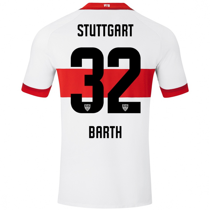 Enfant Football Maillot Tom Barth #32 Blanc Rouge Tenues Domicile 2024/25