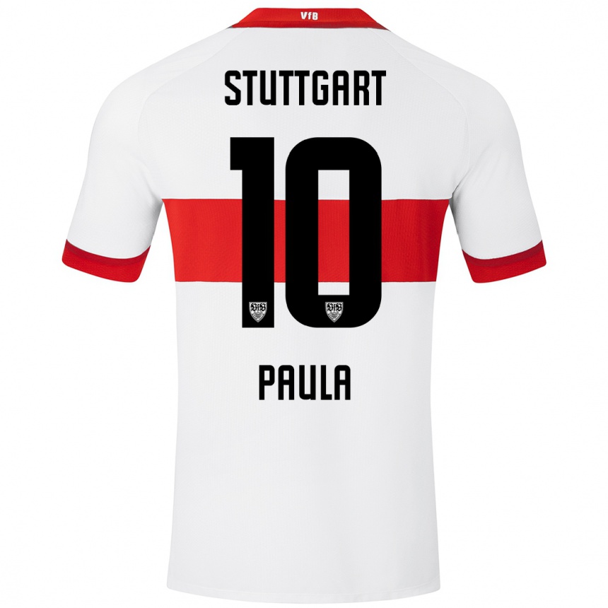 Enfant Football Maillot Raul Paula #10 Blanc Rouge Tenues Domicile 2024/25