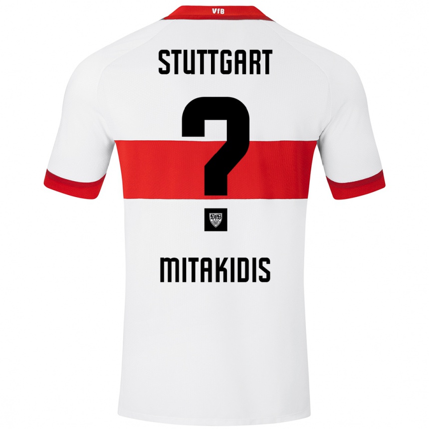 Enfant Football Maillot Dimitrios Mitakidis #0 Blanc Rouge Tenues Domicile 2024/25