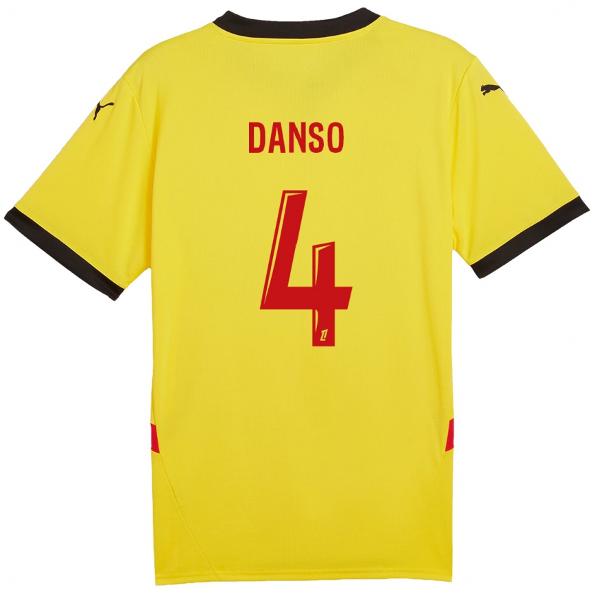 Enfant Football Maillot Kevin Danso #4 Jaune Rouge Tenues Domicile 2024/25