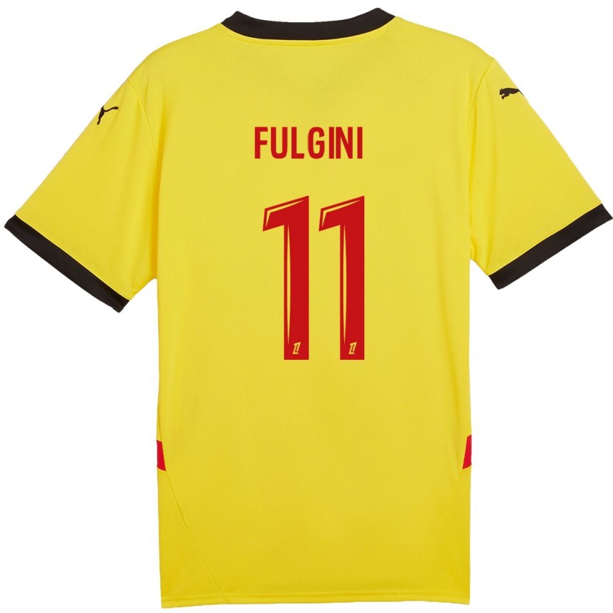 Enfant Football Maillot Angelo Fulgini #11 Jaune Rouge Tenues Domicile 2024/25