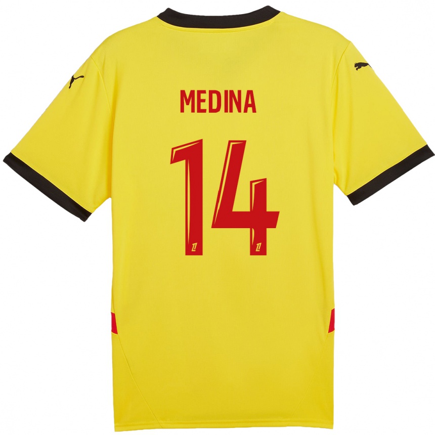 Enfant Football Maillot Facundo Medina #14 Jaune Rouge Tenues Domicile 2024/25