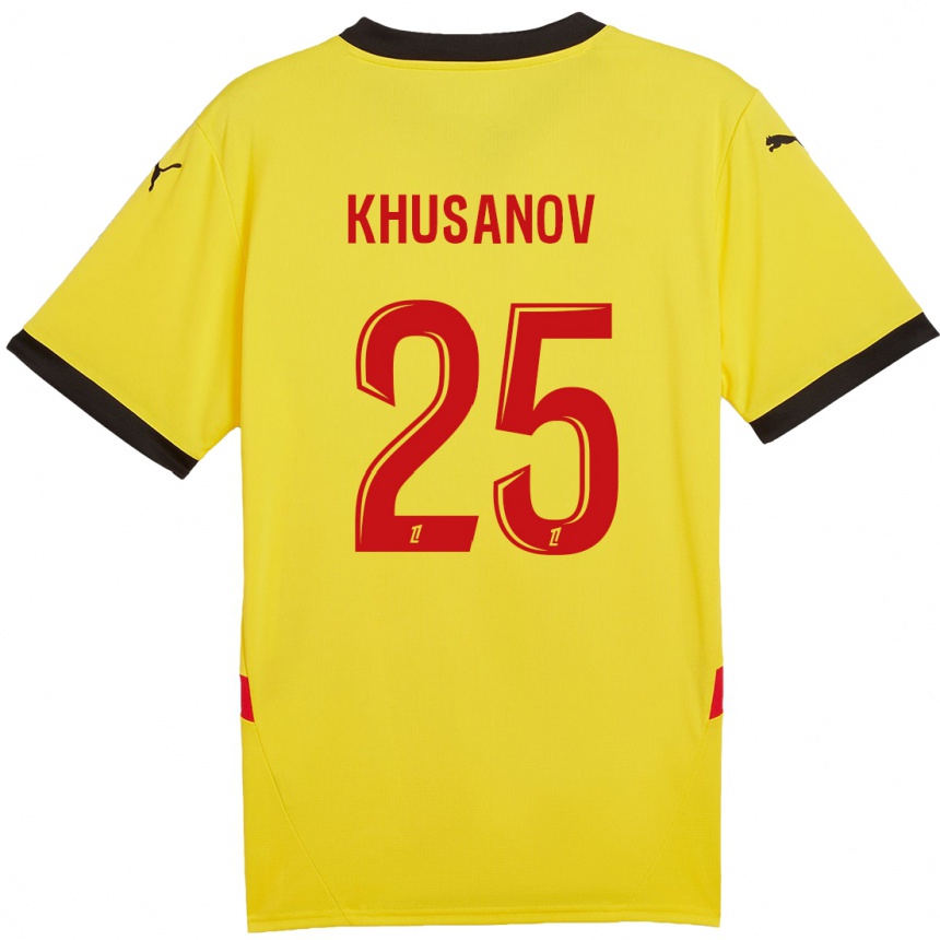 Enfant Football Maillot Abdukodir Khusanov #25 Jaune Rouge Tenues Domicile 2024/25