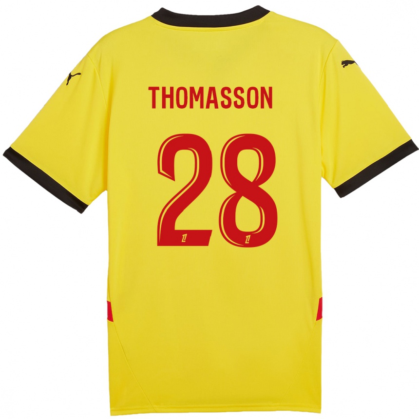 Enfant Football Maillot Adrien Thomasson #28 Jaune Rouge Tenues Domicile 2024/25