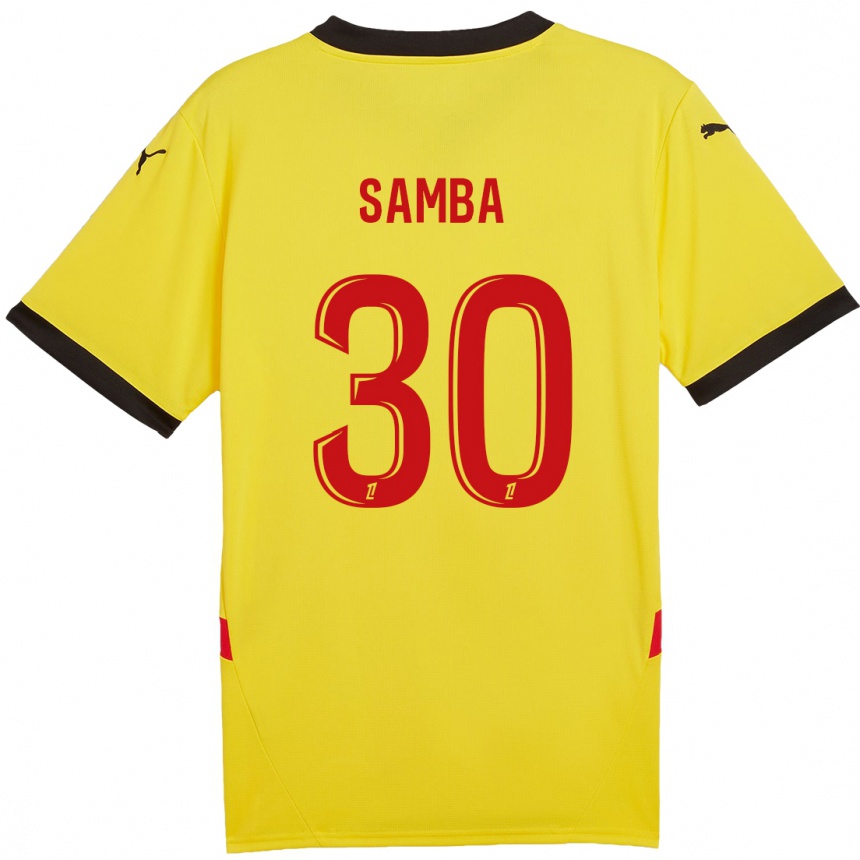 Enfant Football Maillot Brice Samba #30 Jaune Rouge Tenues Domicile 2024/25