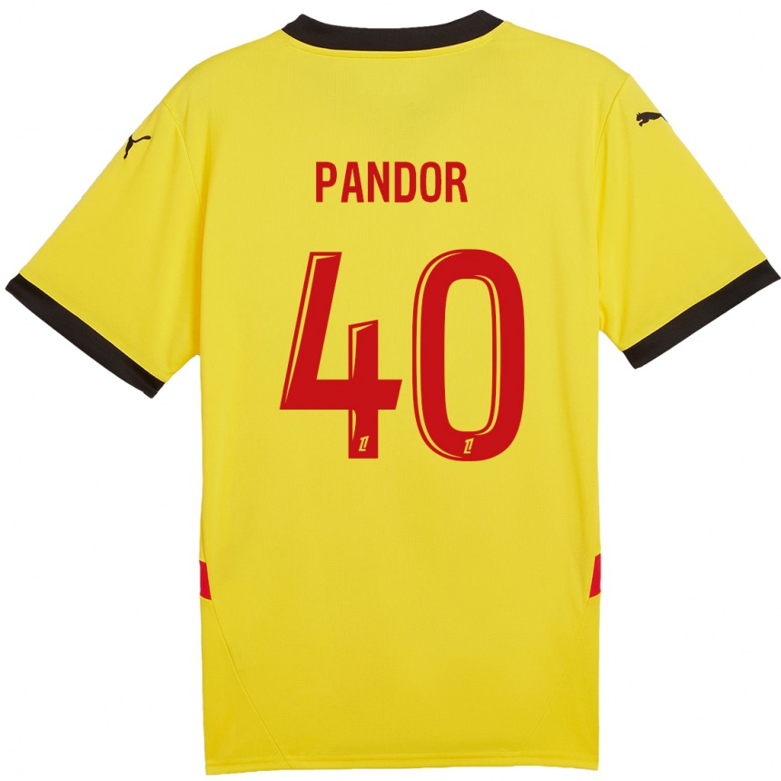 Enfant Football Maillot Yannick Pandor #40 Jaune Rouge Tenues Domicile 2024/25