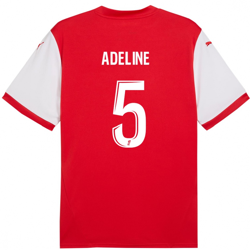 Enfant Football Maillot Martin Adeline #5 Rouge Blanc Tenues Domicile 2024/25