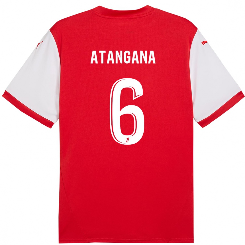 Enfant Football Maillot Valentin Atangana Edoa #6 Rouge Blanc Tenues Domicile 2024/25