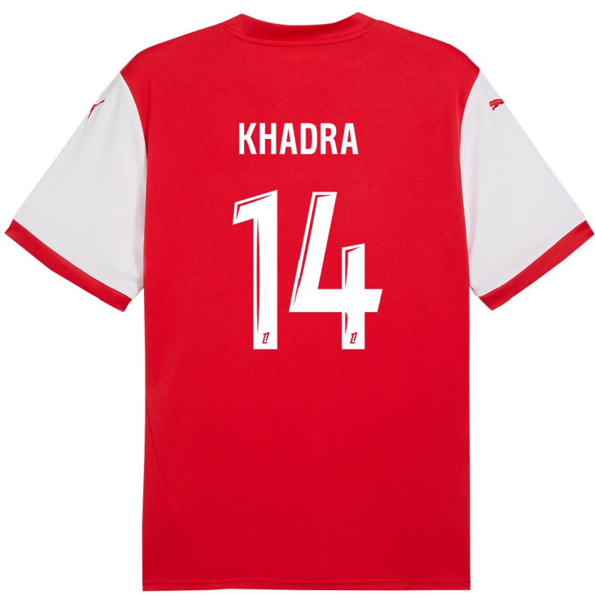 Enfant Football Maillot Reda Khadra #14 Rouge Blanc Tenues Domicile 2024/25