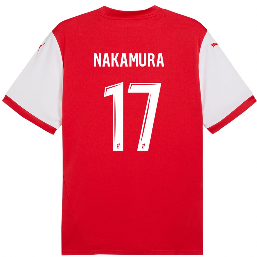 Enfant Football Maillot Keito Nakamura #17 Rouge Blanc Tenues Domicile 2024/25