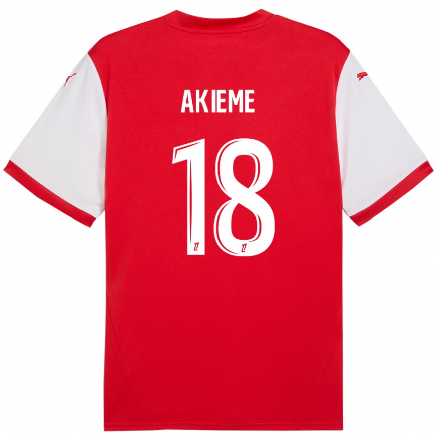 Enfant Football Maillot Sergio Akieme #18 Rouge Blanc Tenues Domicile 2024/25