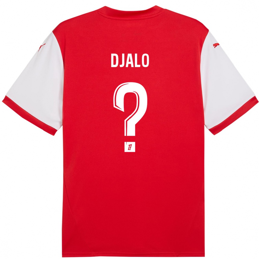 Enfant Football Maillot Mamadu Djaló #0 Rouge Blanc Tenues Domicile 2024/25