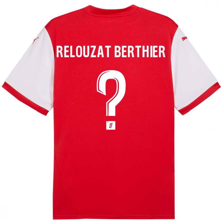 Enfant Football Maillot Maxime Relouzat Berthier #0 Rouge Blanc Tenues Domicile 2024/25