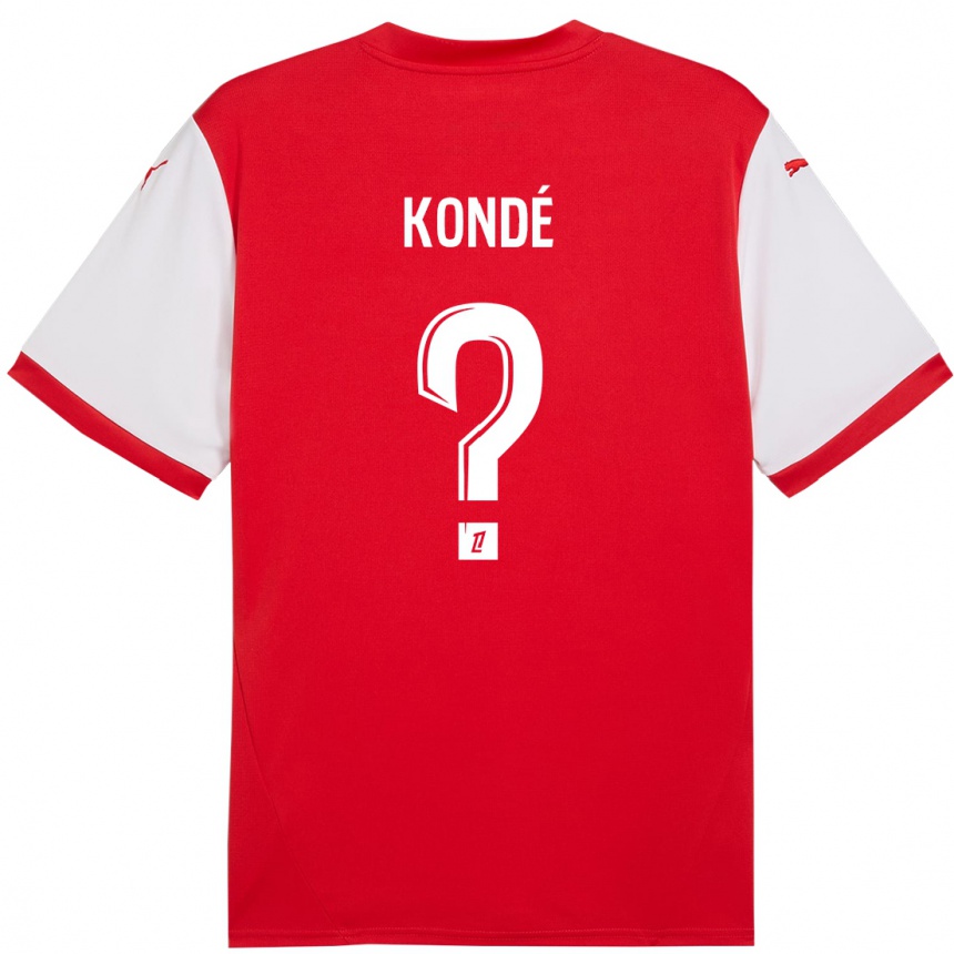 Enfant Football Maillot Jean-Charles Kondé #0 Rouge Blanc Tenues Domicile 2024/25