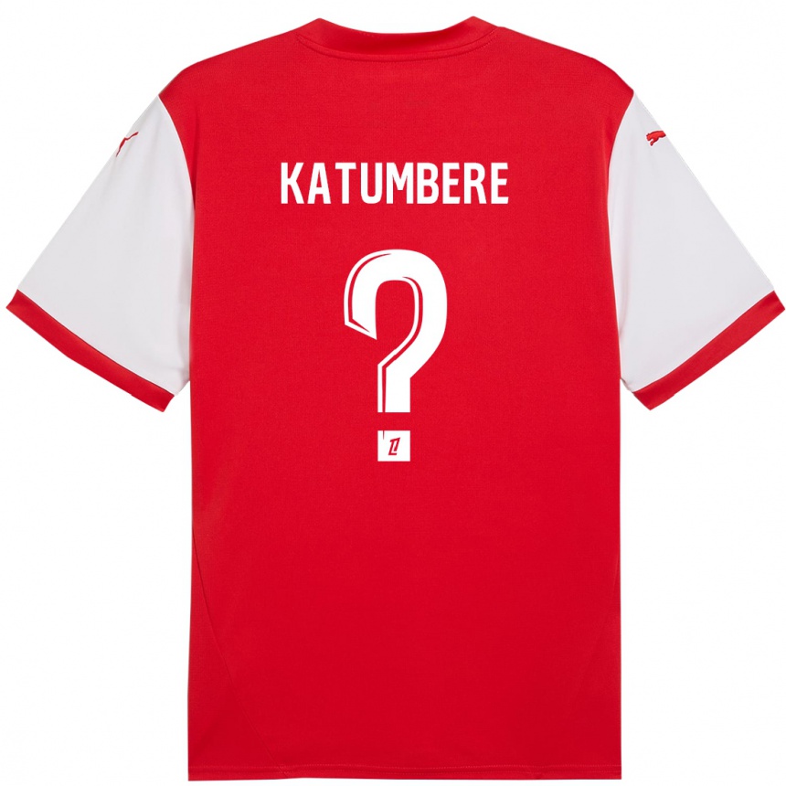 Enfant Football Maillot Noah Katumbere #0 Rouge Blanc Tenues Domicile 2024/25