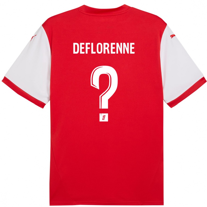 Enfant Football Maillot Théo Deflorenne #0 Rouge Blanc Tenues Domicile 2024/25