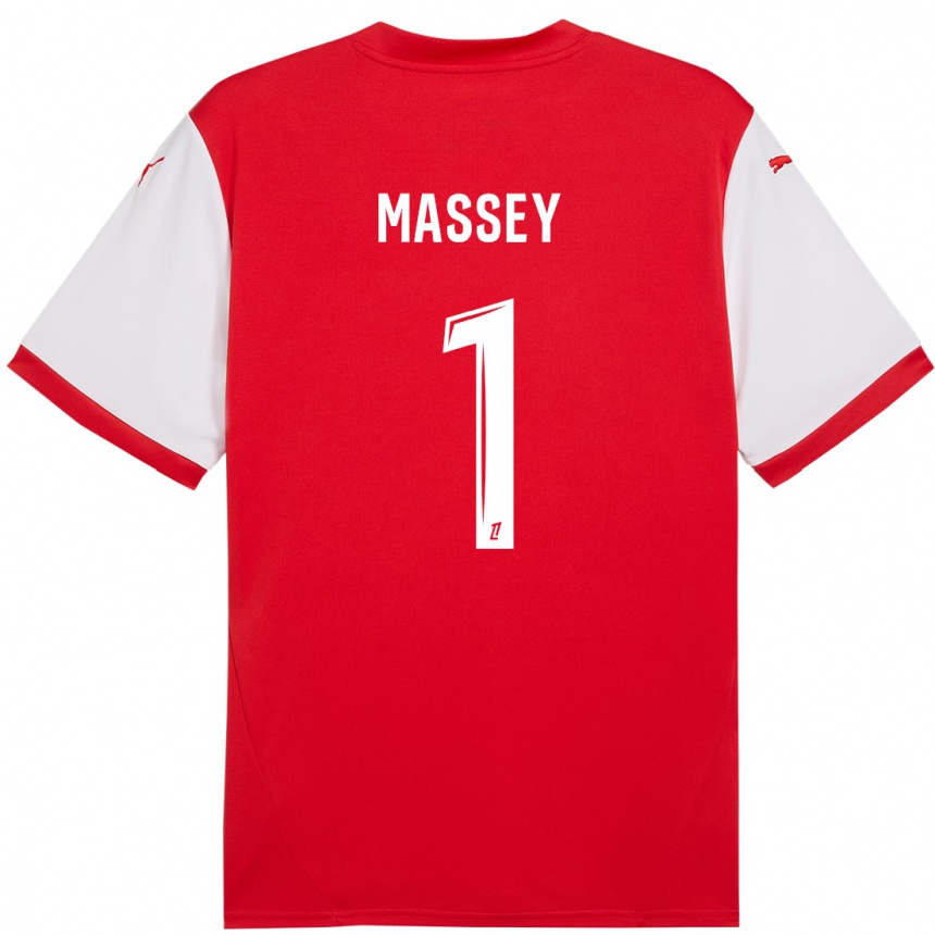 Enfant Football Maillot Kayza Massey #1 Rouge Blanc Tenues Domicile 2024/25