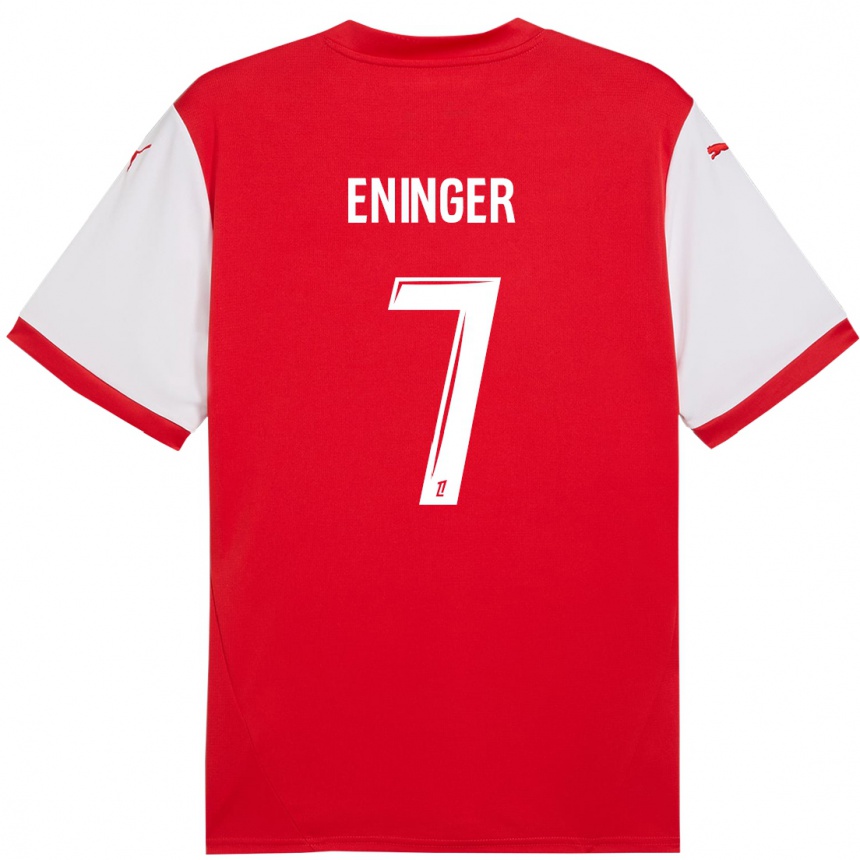 Enfant Football Maillot Thelma Eninger #7 Rouge Blanc Tenues Domicile 2024/25