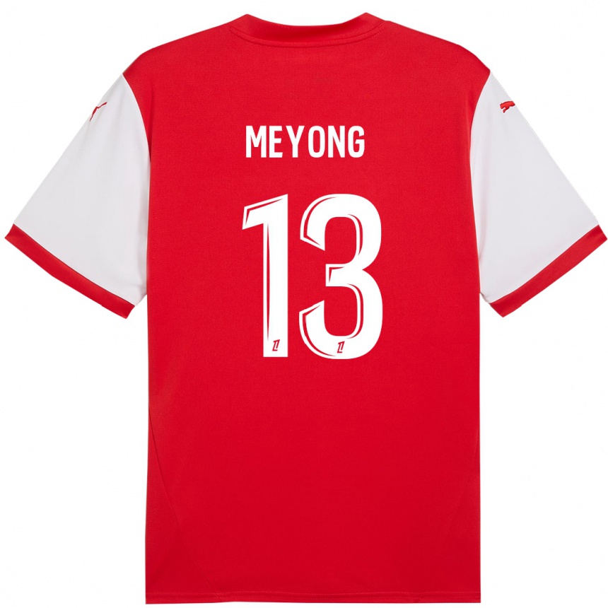 Enfant Football Maillot Charlène Meyong #13 Rouge Blanc Tenues Domicile 2024/25